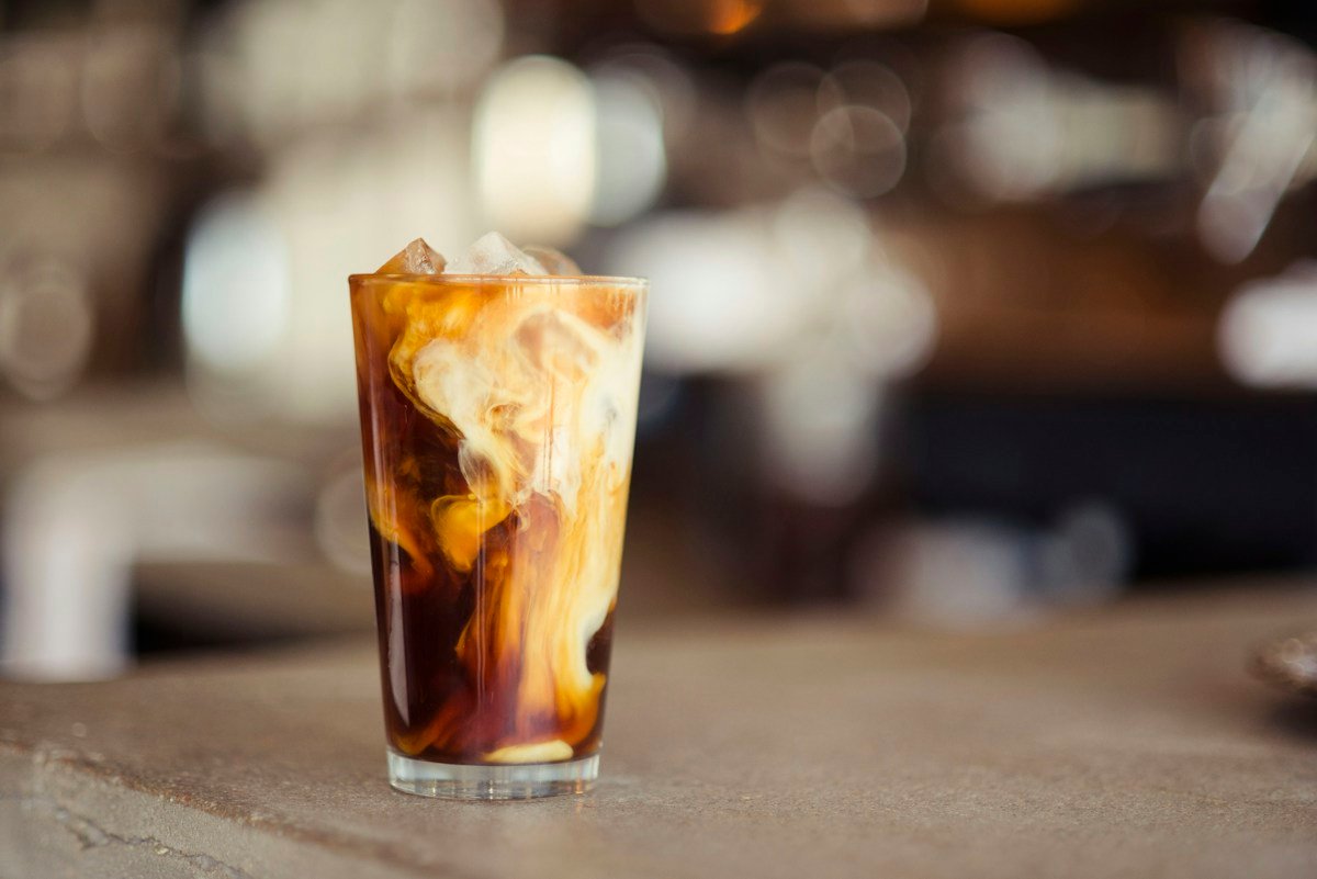 Iced coffee being prepared
